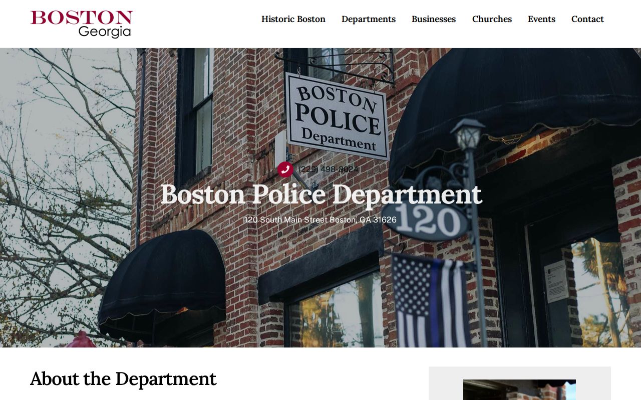 Official Boston Police Department page with department and contact details