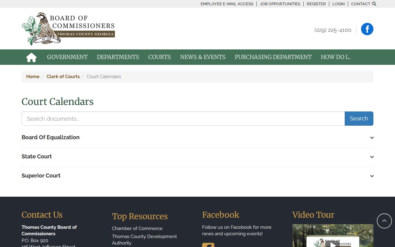 Thomas County criminal court calendars and case schedules