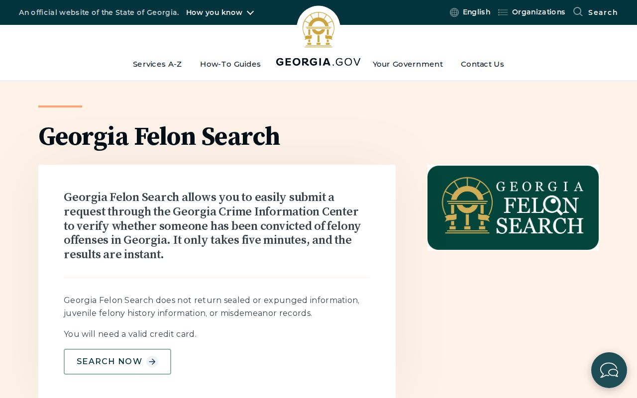 Thomas County criminal history Georgia Felon Search instructions